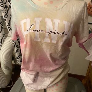 PINK tye dye t shirt Size L.